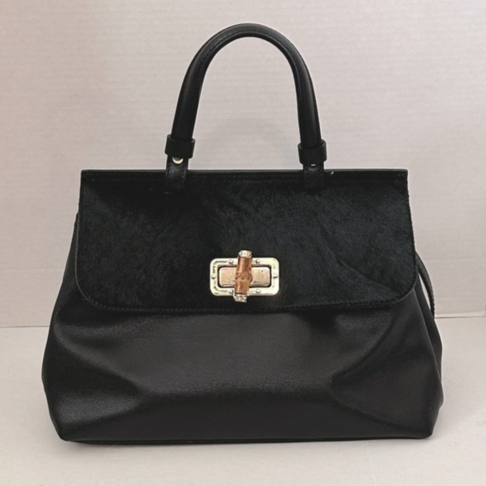 Away the MONICA HANDBAG IN Black pelle Leather EUC